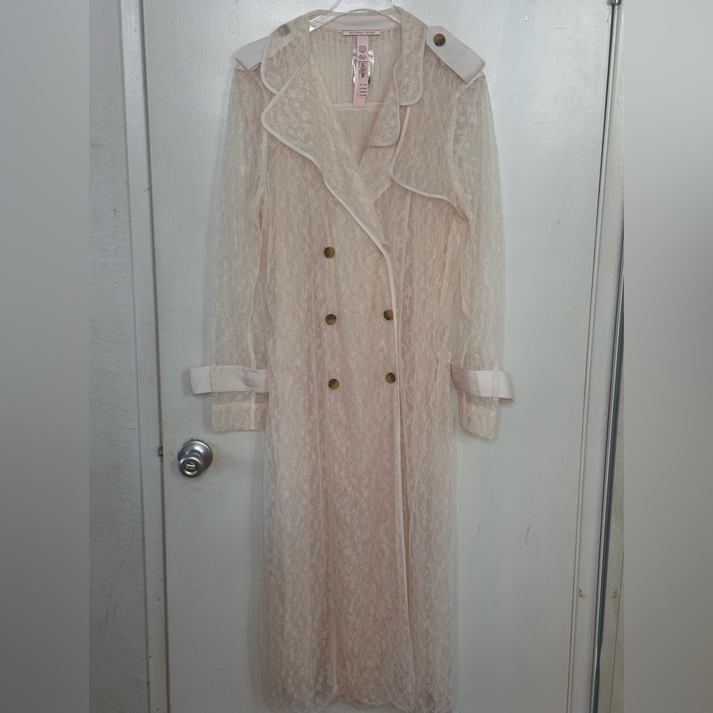 Victoria's Secret Cream Lace Trench Coat